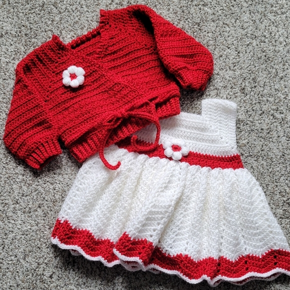 Dress and crossing jacket set for 3-6 months baby